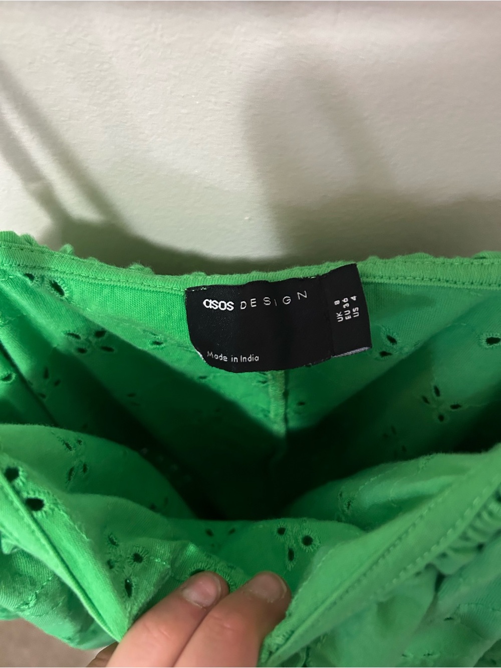 ASOS Design Green Eyelet Sundress with Ruffle - Picture 3 of 4